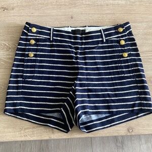 J. Crew Navy and White Striped High Waist Shorts